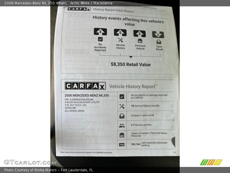 Arctic White / Macadamia 2008 Mercedes-Benz ML 350 4Matic