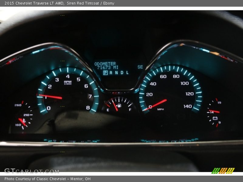 Siren Red Tintcoat / Ebony 2015 Chevrolet Traverse LT AWD