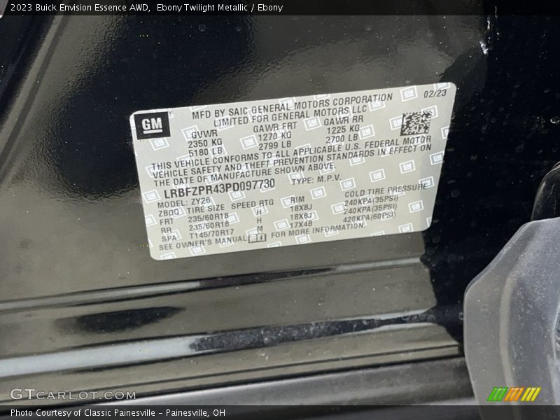 Ebony Twilight Metallic / Ebony 2023 Buick Envision Essence AWD