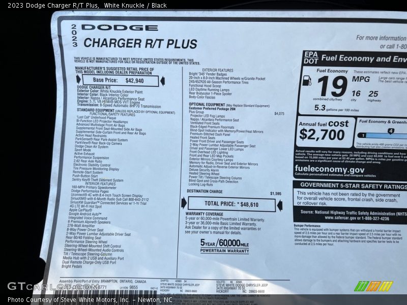  2023 Charger R/T Plus Window Sticker