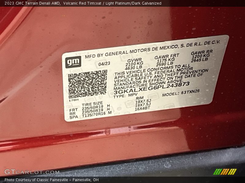 Volcanic Red Tintcoat / Light Platinum/Dark Galvanized 2023 GMC Terrain Denali AWD