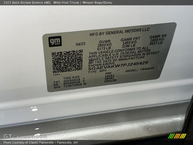 White Frost Tricoat / Whisper Beige/Ebony 2023 Buick Enclave Essence AWD