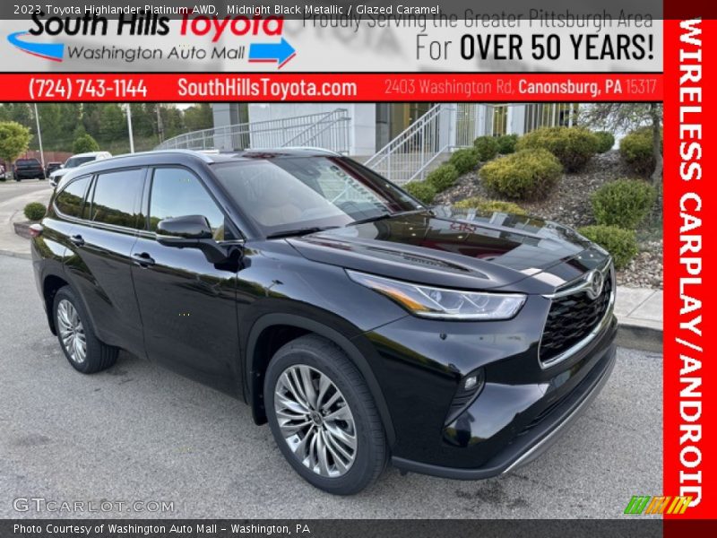 Midnight Black Metallic / Glazed Caramel 2023 Toyota Highlander Platinum AWD