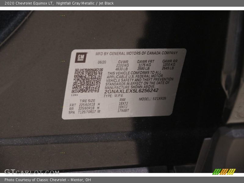 Nightfall Gray Metallic / Jet Black 2020 Chevrolet Equinox LT