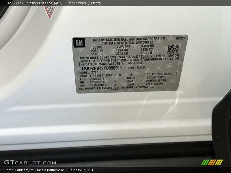 Summit White / Ebony 2023 Buick Envision Essence AWD