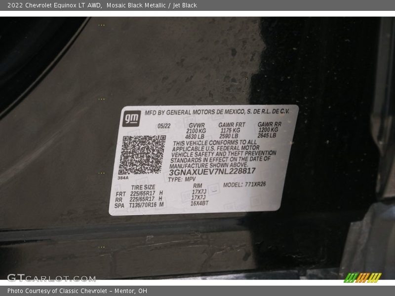 Mosaic Black Metallic / Jet Black 2022 Chevrolet Equinox LT AWD