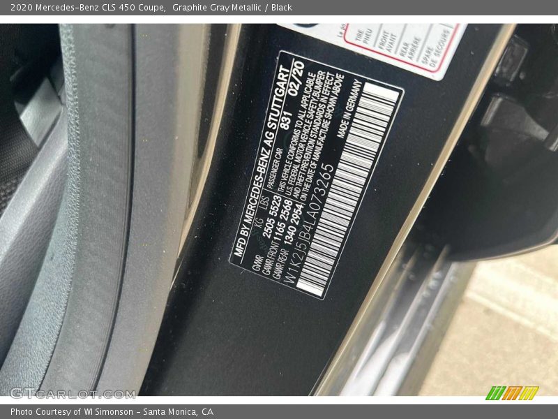 Graphite Gray Metallic / Black 2020 Mercedes-Benz CLS 450 Coupe