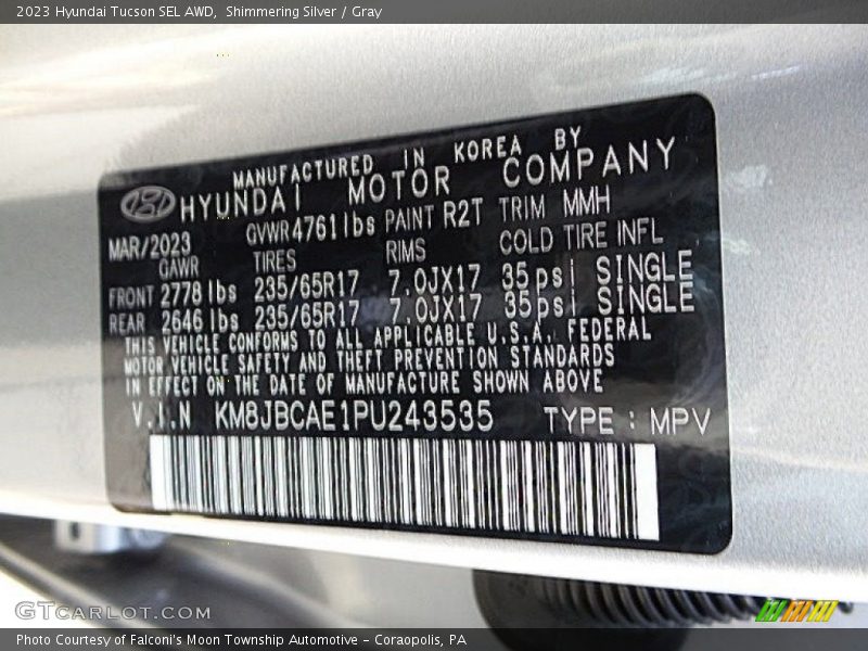 Shimmering Silver / Gray 2023 Hyundai Tucson SEL AWD