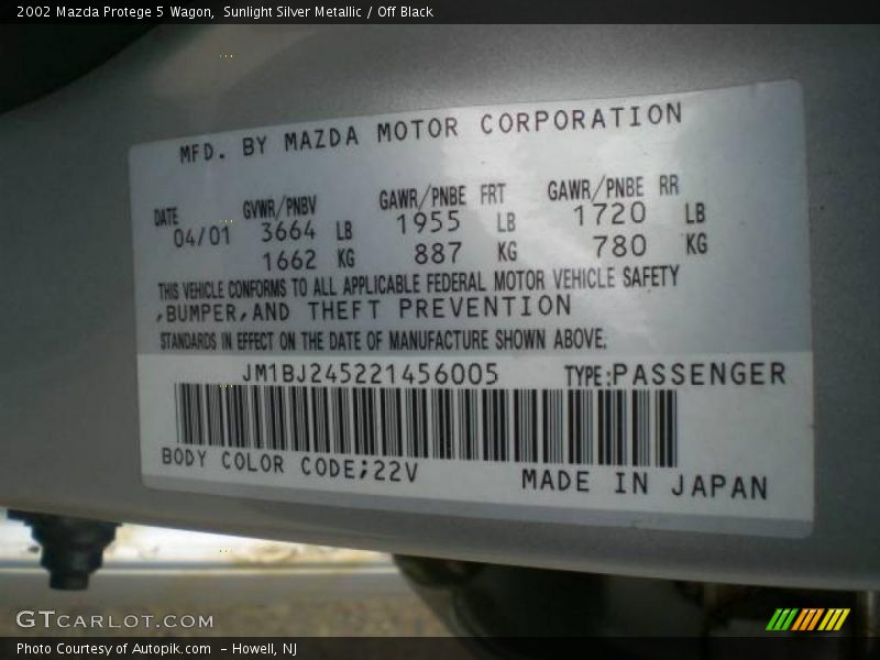 Sunlight Silver Metallic / Off Black 2002 Mazda Protege 5 Wagon