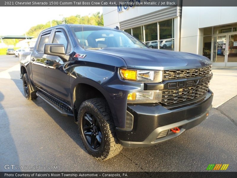 Northsky Blue Metallic / Jet Black 2021 Chevrolet Silverado 1500 Custom Trail Boss Crew Cab 4x4