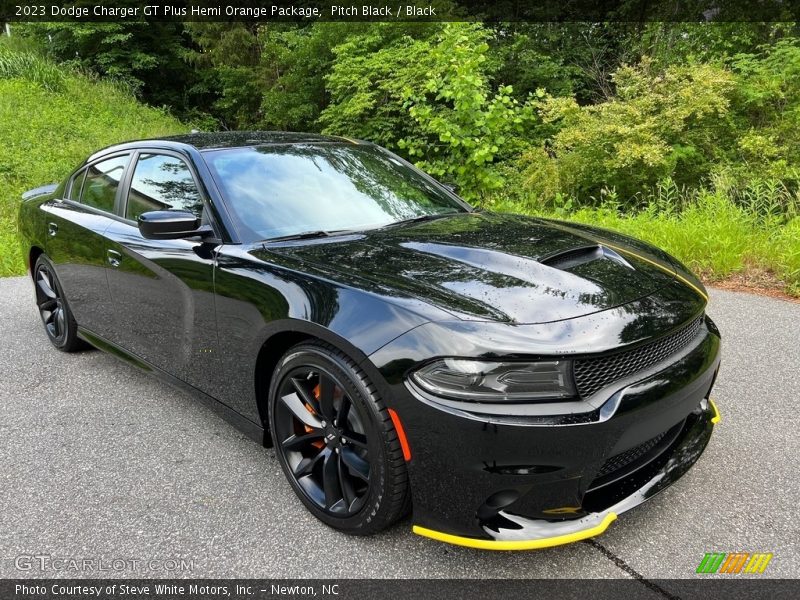 Front 3/4 View of 2023 Charger GT Plus Hemi Orange Package
