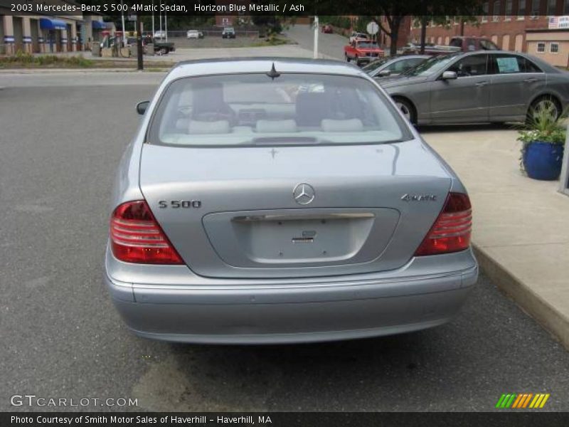 Horizon Blue Metallic / Ash 2003 Mercedes-Benz S 500 4Matic Sedan