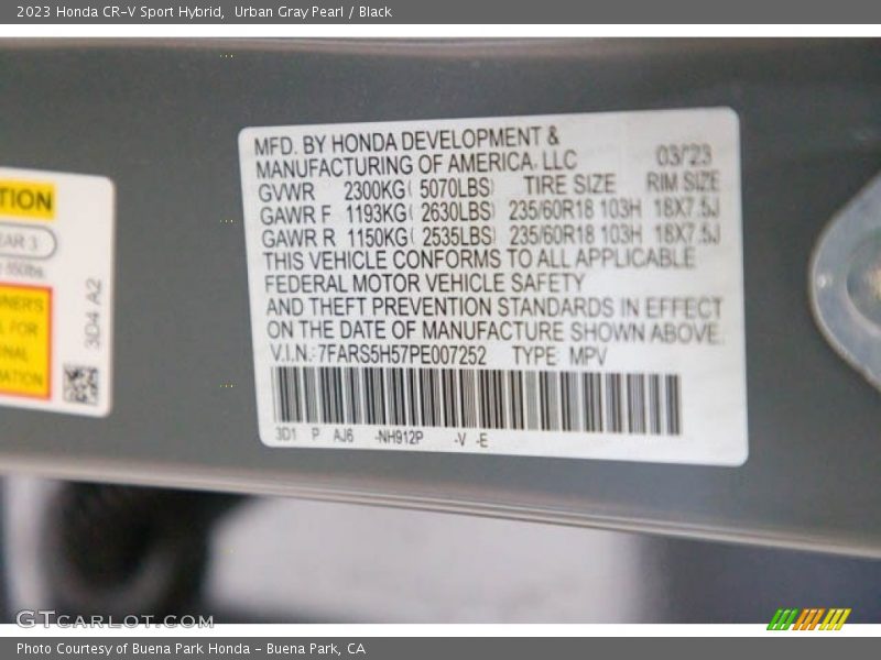 Urban Gray Pearl / Black 2023 Honda CR-V Sport Hybrid