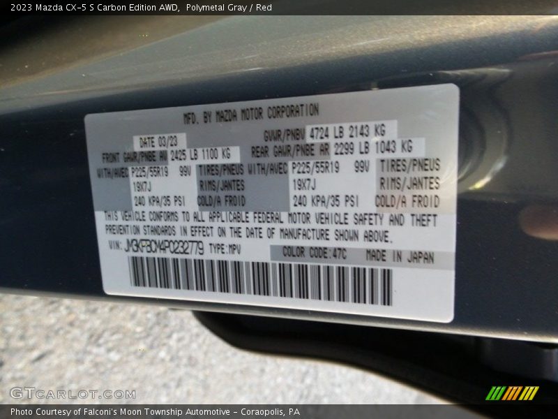 Polymetal Gray / Red 2023 Mazda CX-5 S Carbon Edition AWD