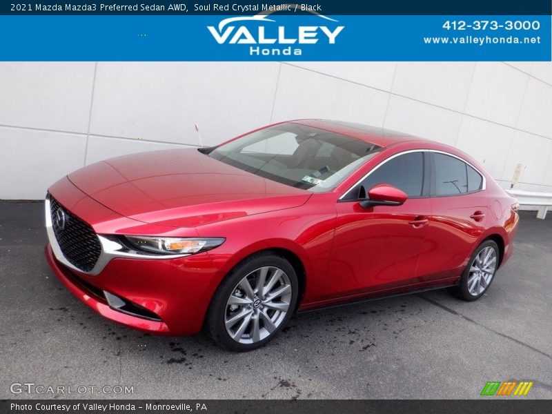 Soul Red Crystal Metallic / Black 2021 Mazda Mazda3 Preferred Sedan AWD