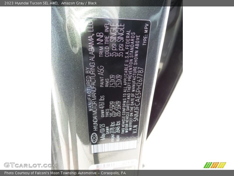 2023 Tucson SEL AWD Amazon Gray Color Code ASG