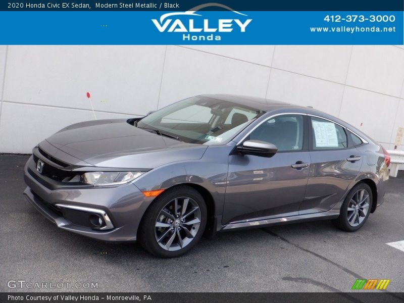 Modern Steel Metallic / Black 2020 Honda Civic EX Sedan
