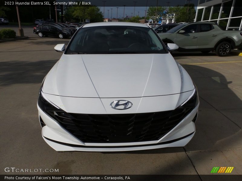 Serenity White / Black 2023 Hyundai Elantra SEL