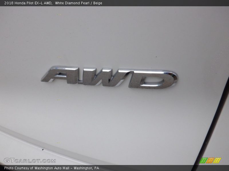 White Diamond Pearl / Beige 2018 Honda Pilot EX-L AWD