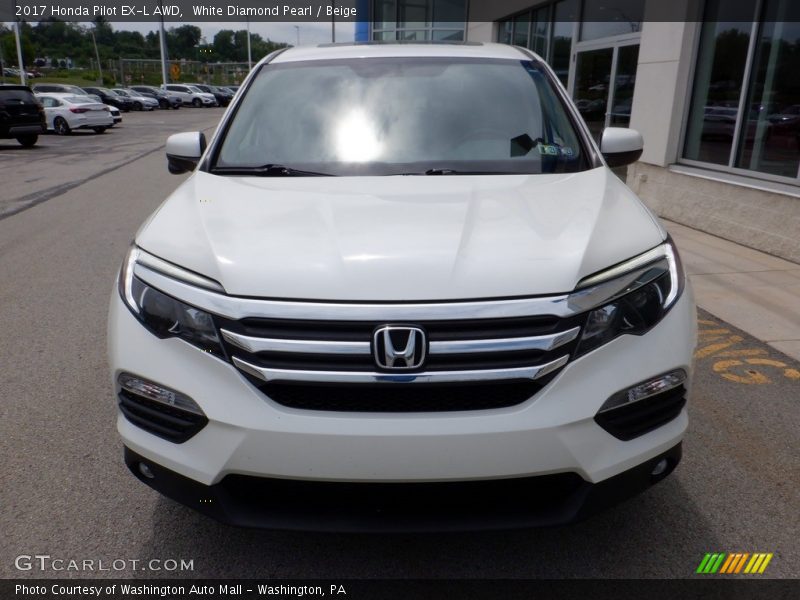 White Diamond Pearl / Beige 2017 Honda Pilot EX-L AWD