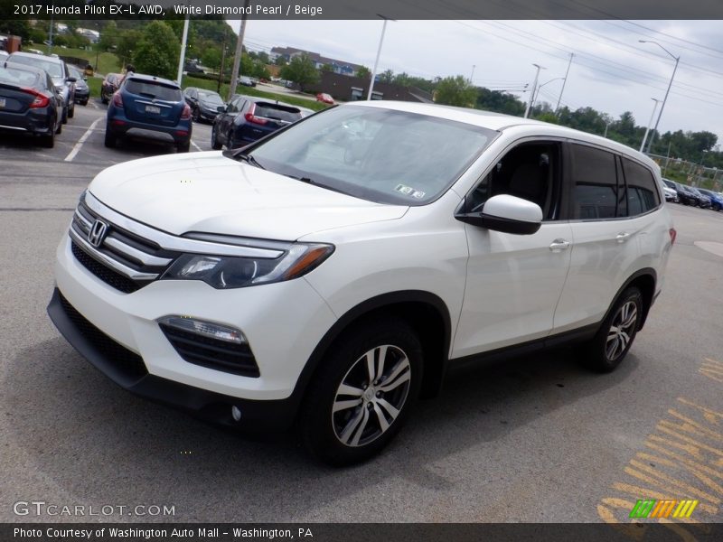 White Diamond Pearl / Beige 2017 Honda Pilot EX-L AWD