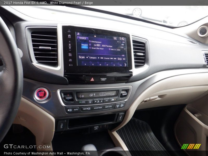 White Diamond Pearl / Beige 2017 Honda Pilot EX-L AWD