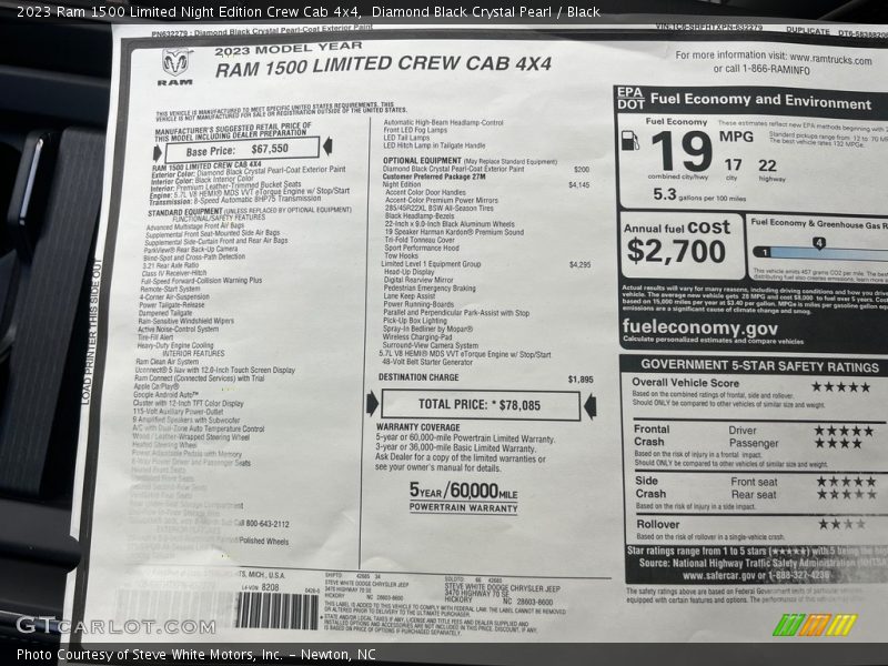  2023 1500 Limited Night Edition Crew Cab 4x4 Window Sticker