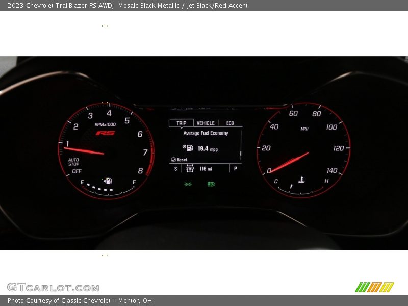 Mosaic Black Metallic / Jet Black/Red Accent 2023 Chevrolet TrailBlazer RS AWD
