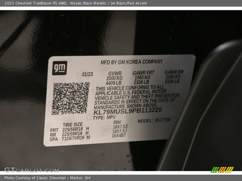 Mosaic Black Metallic / Jet Black/Red Accent 2023 Chevrolet TrailBlazer RS AWD