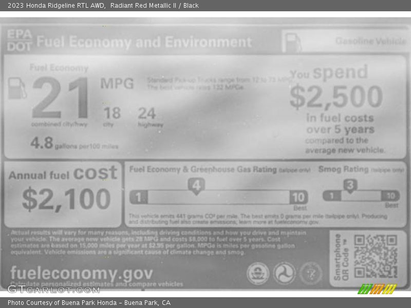 Radiant Red Metallic II / Black 2023 Honda Ridgeline RTL AWD