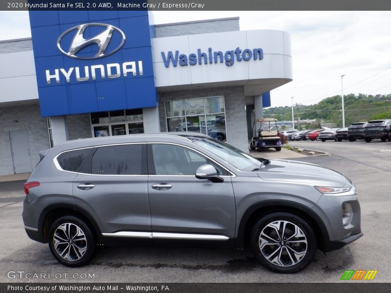 Machine Gray / Espresso/Gray 2020 Hyundai Santa Fe SEL 2.0 AWD