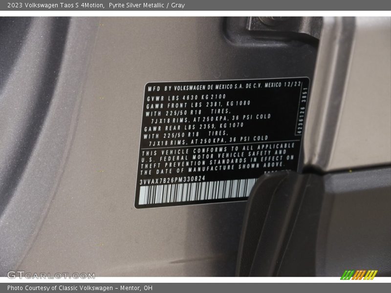 Pyrite Silver Metallic / Gray 2023 Volkswagen Taos S 4Motion