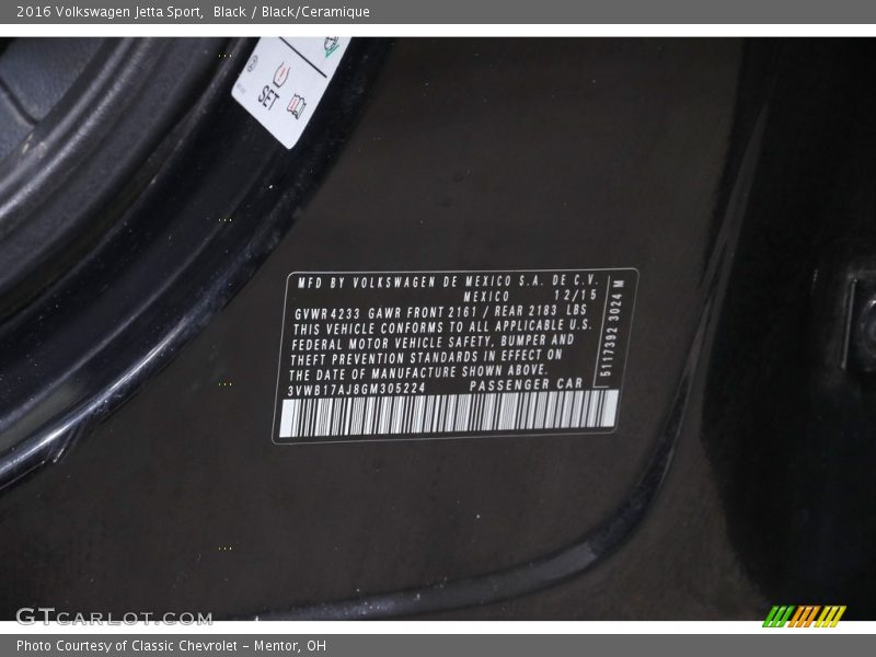 Black / Black/Ceramique 2016 Volkswagen Jetta Sport
