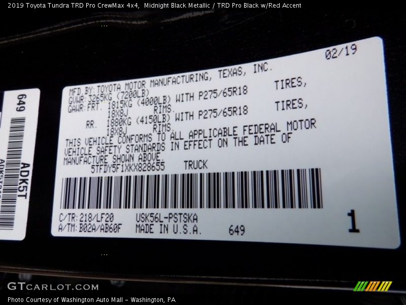 Midnight Black Metallic / TRD Pro Black w/Red Accent 2019 Toyota Tundra TRD Pro CrewMax 4x4