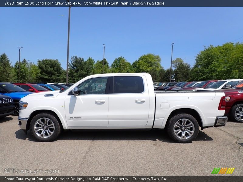 Ivory White Tri-Coat Pearl / Black/New Saddle 2023 Ram 1500 Long Horn Crew Cab 4x4