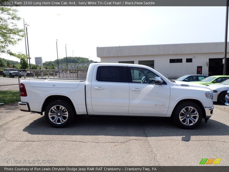 Ivory White Tri-Coat Pearl / Black/New Saddle 2023 Ram 1500 Long Horn Crew Cab 4x4
