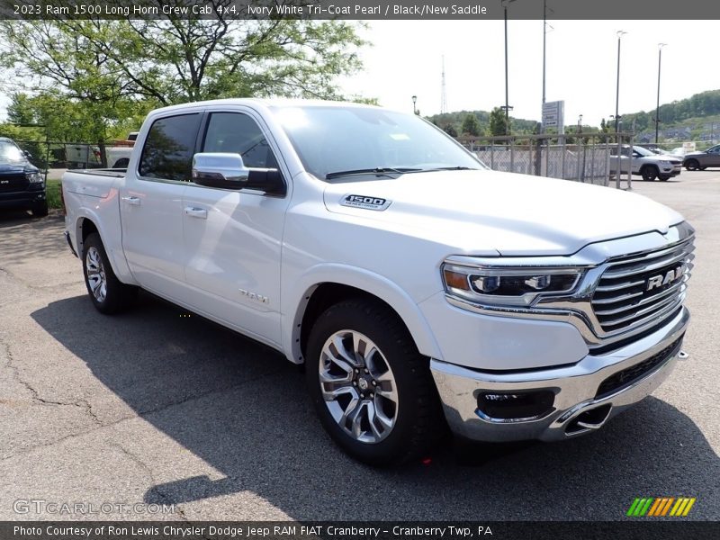 Ivory White Tri-Coat Pearl / Black/New Saddle 2023 Ram 1500 Long Horn Crew Cab 4x4