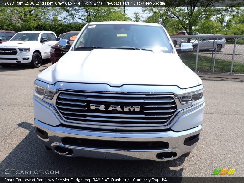 Ivory White Tri-Coat Pearl / Black/New Saddle 2023 Ram 1500 Long Horn Crew Cab 4x4