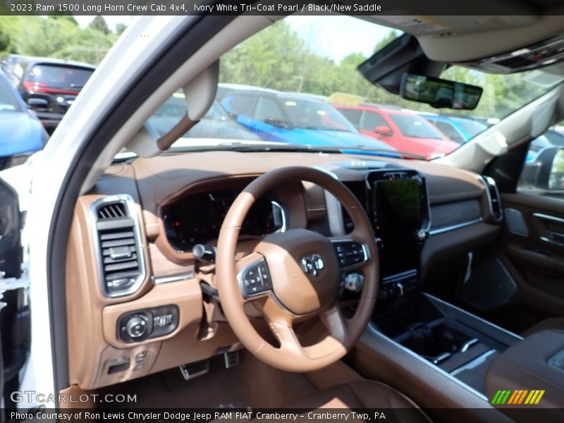 Ivory White Tri-Coat Pearl / Black/New Saddle 2023 Ram 1500 Long Horn Crew Cab 4x4