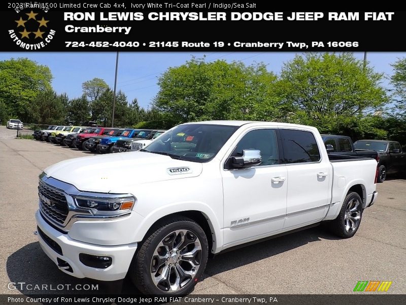 Ivory White Tri-Coat Pearl / Indigo/Sea Salt 2023 Ram 1500 Limited Crew Cab 4x4