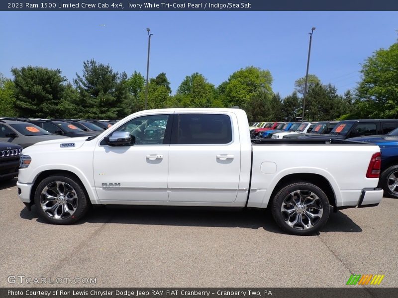 Ivory White Tri-Coat Pearl / Indigo/Sea Salt 2023 Ram 1500 Limited Crew Cab 4x4