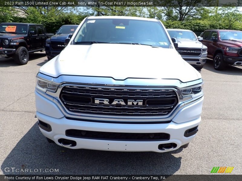 Ivory White Tri-Coat Pearl / Indigo/Sea Salt 2023 Ram 1500 Limited Crew Cab 4x4