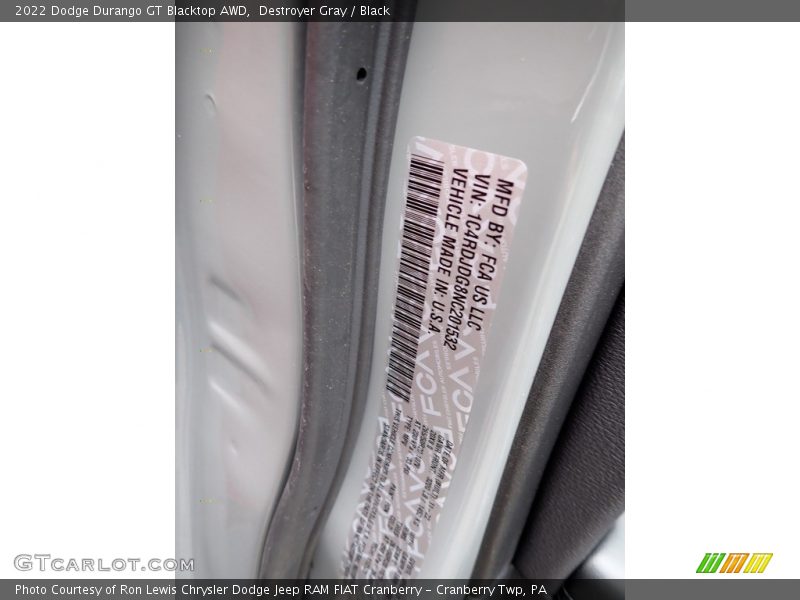 Destroyer Gray / Black 2022 Dodge Durango GT Blacktop AWD