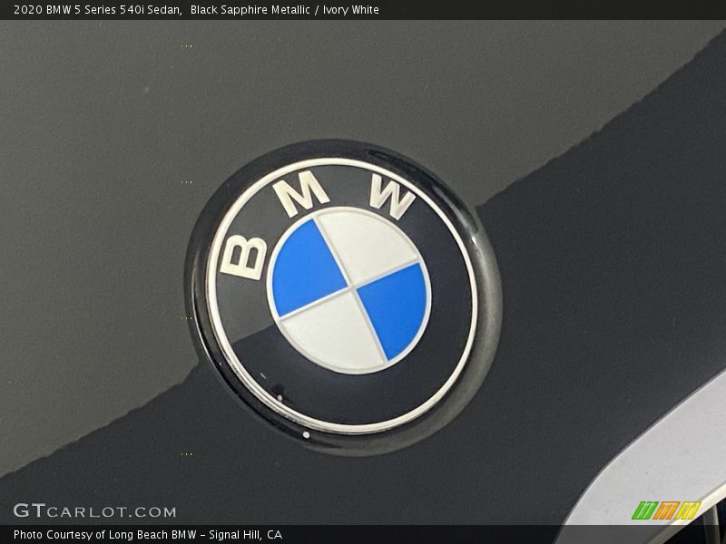 Black Sapphire Metallic / Ivory White 2020 BMW 5 Series 540i Sedan