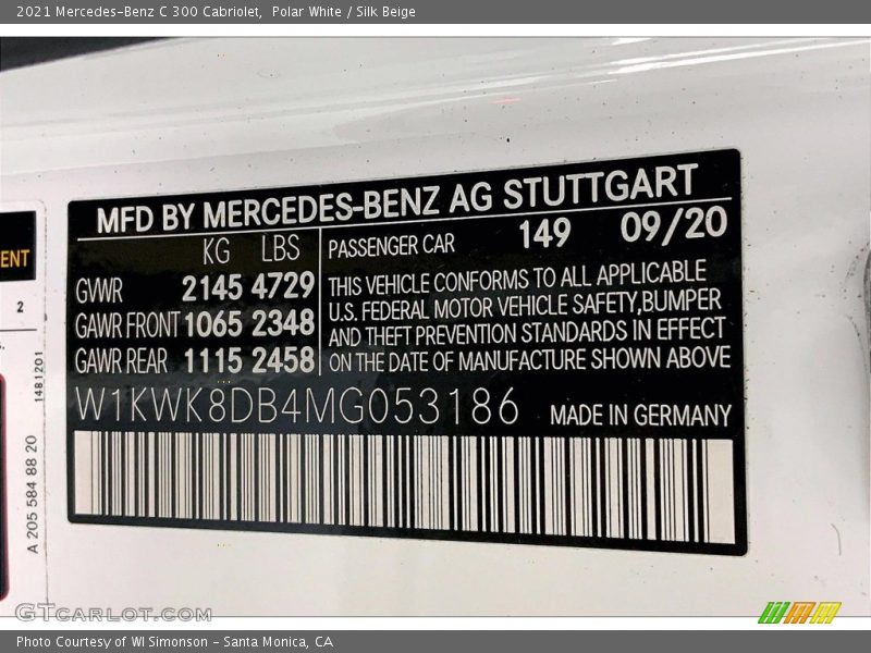 Polar White / Silk Beige 2021 Mercedes-Benz C 300 Cabriolet