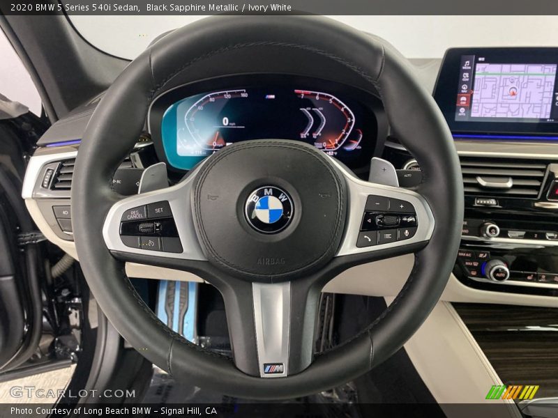 Black Sapphire Metallic / Ivory White 2020 BMW 5 Series 540i Sedan