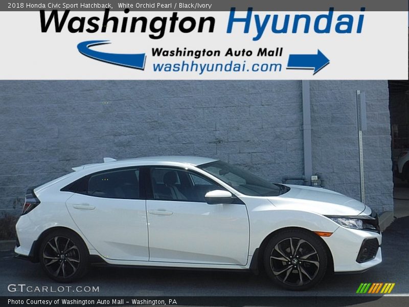 White Orchid Pearl / Black/Ivory 2018 Honda Civic Sport Hatchback