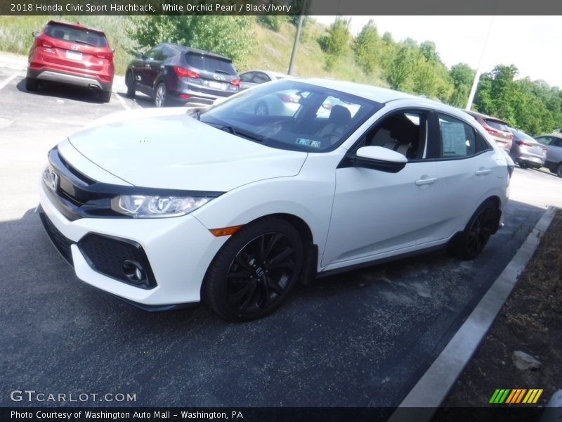 White Orchid Pearl / Black/Ivory 2018 Honda Civic Sport Hatchback