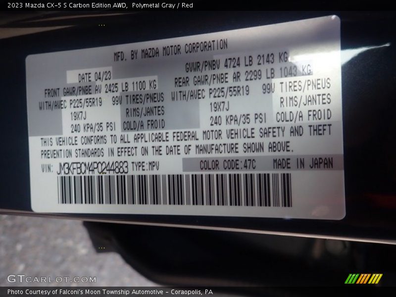 Polymetal Gray / Red 2023 Mazda CX-5 S Carbon Edition AWD