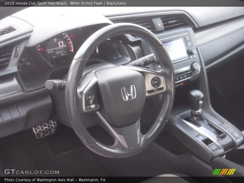 White Orchid Pearl / Black/Ivory 2018 Honda Civic Sport Hatchback